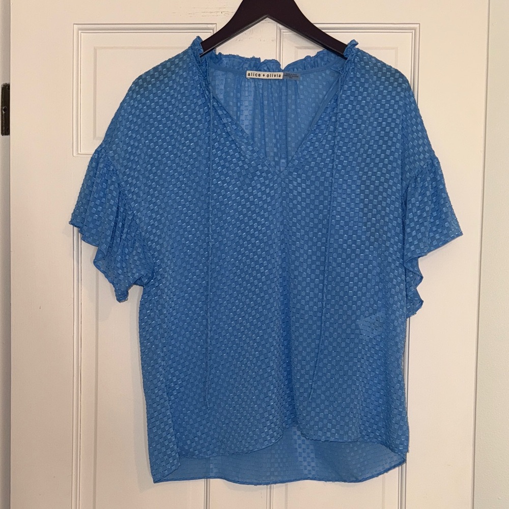 Alice + Olivia Blue Textured Blouse